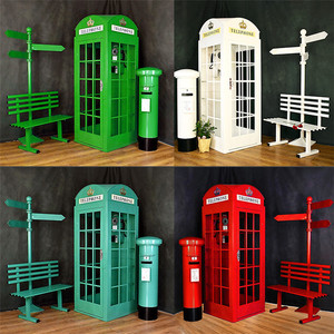 Grande cabine téléphonique londonienne, ensemble de 5 pièces, fleurs artificielles pour intérieur et extérieur, accessoires pour décor de toile de fond de mariage - Product Image 2