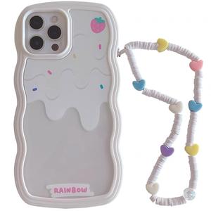 Corea vendita calda bella cassa del telefono del gelato di estate per <span class=keywords><strong>iPhone</strong></span> 14 13 12 <span class=keywords><strong>11</strong></span> <span class=keywords><strong>Pro</strong></span> <span class=keywords><strong>Max</strong></span> X XR XS Cute Girly Wavy Edge <span class=keywords><strong>Cover</strong></span> - Product Image 1