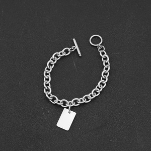 Pulsera de Cadena Gruesa con Colgante Cuadrado de Diseño Sencillo 2026, de Acero de Titanio, Unisex, Joyería al por Mayor, de Moda - Product Image 2