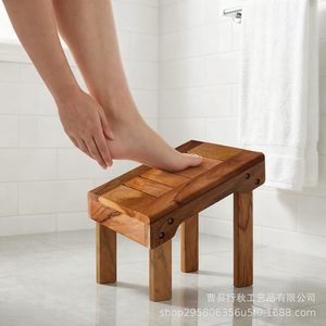 Tabouret de douche en bois Xingqiu avec rangement pour cosmétiques et produits de nettoyage - Product Image 3