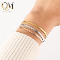 Bracelet tendance en acier inoxydable style chaîne os de serpent pour femme, empilable, pour usage quotidien, vente en gros