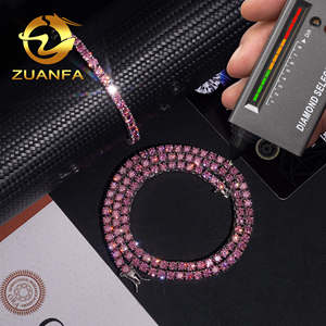 מניות חדשות טיפה משלוח ירך הופ גברים שרשרת <span class=keywords><strong>925</strong></span> מוצק כסף סטרלינג 3 מ "מ 4 מ" מ ורוד מויסניט שרשרת טניס יהלומים - Product Image 2