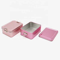 Boîte à gâteau carrée en fer blanc de qualité alimentaire 120*120*95mm, méthode de fermeture à clipser, conteneur en fer blanc avec couvercle