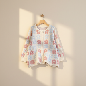 Cardigã Feminino Estilo Coreano com Bordado Grosso e Flores Tridimensionais, Novo para Outono 2025, Tamanho Grande, Solto, Macio e com Botões - Product Image 5