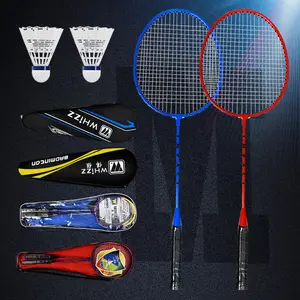 badminton metalen racket Suppliers-Whizz Staal Materiaal Houten Handvat T-Jonit Gunstige Prijs Iron Custom Badminton Racket