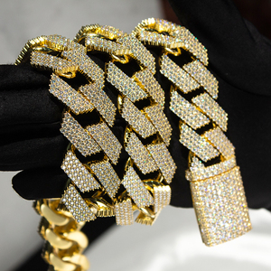 Chaîne cubaine joielli rappeur hip hop maillons cubano VS Moissanites 4 droites brassiale a catena cubana Moissanite - Product Image 4