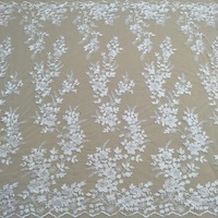 HC-19523 Hechun 2021 populaire écologique mariée dentelle maille tissu avec paillettes perles broderie pour robes de mariée