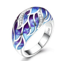 Cincin Kawin Enamel Bunga Buatan Tangan S925 Warna-warni Mode Eropa dan Amerika Terbaru