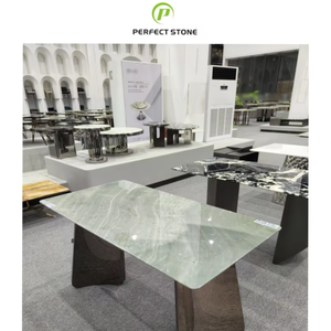 Muebles de lujo personalizados piedra verde claro elegante comedor Mesa de Piedra de mármol natural muebles de piedra de primera calidad para <span class=keywords><strong>hotel</strong></span> y hogar - Product Image 1