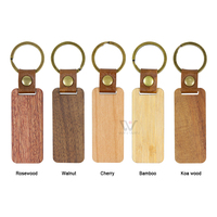 Venta al por mayor de madera láser espacios en blanco llavero grabado personalizado etiqueta cuero llavero de madera llavero para regalo de empresa