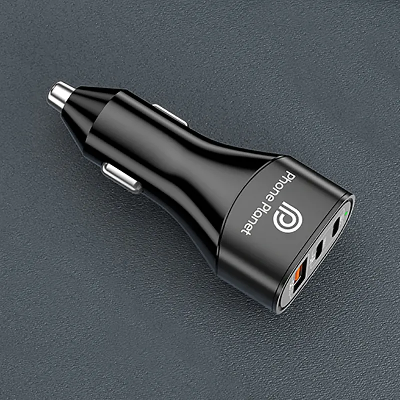 전화 행성 빠른 빠른 충전 자동차 충전기 어댑터 60W 3 포트 USB-A USB-C 휴대 전화 충전기 아이폰 IPad 노트북 안드로이드