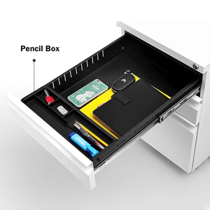 Armoire à tiroirs mobile sous le bureau Armoire de classement en métal à 3 tiroirs Armoire roulante en acier avec roulettes - Product Image 3