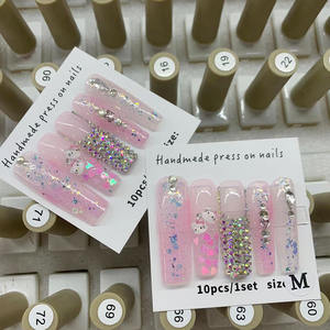 2024 Internet célébrité cercueil en forme d'ongles à la main acrylique diamant conception presse-<span class=keywords><strong>sur</strong></span> ongles ABS matériel - Product Image 2