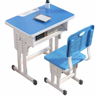 Bureau et chaises modernes pour étudiants, mobilier scolaire monoplace avec design sécurisé à bords arrondis pour salle de classe primaire