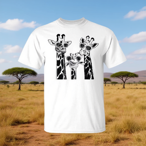 T-shirt coordinata con occhiali da sole a tema giraffa per la famiglia, per le vacanze estive e il safari - Product Image 3