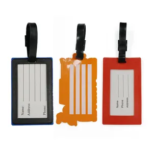 China Maker Custom Plastic Waterproof Silicone Suitcase Luggage Tags With Silicone Strap Holder