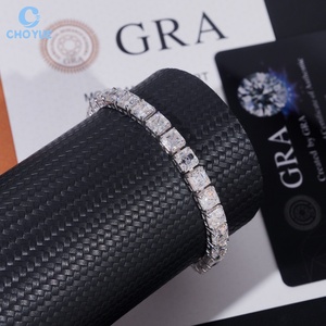 Pulsera de eslabones cubanos con moissanita talla Asscher brillante, chapada en rodio, de plata maciza 925, joyería Hiphop Iced Out - Product Image 1