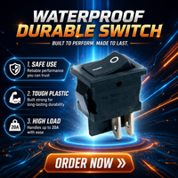 Boîtier d'interrupteur à bascule multifonction en plastique, étanche et résistant à l'usure, 250V 20A 4P ON-OFF