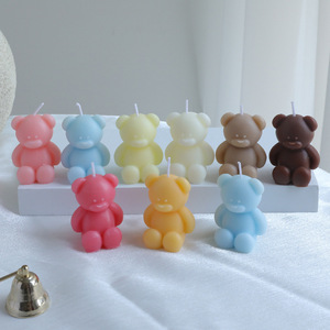 Bán buôn handmade teddy bear nến màu sắc khác nhau handmade sáp đậu nành dễ thương gấu hình nến thơm cho trang trí nội thất - Product Image 2