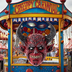 Meilleure vente d'une seule pièce rouge diable Satan corne casques RP matériel Halloween Costume thème fête masques pour Europe Amérique - Product Image 6