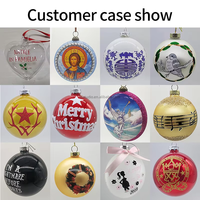 Boule de Noël décorative personnalisée en verre blanc de 8 cm avec logo imprimé pour cadeau de fêtes - Vente en gros