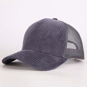 Custom 5 Panel Blank Men Women <b>Corduroy</b> Baseball <b>Caps</b> Mesh Trucker Hats With Your Own Logo - Product Image 4