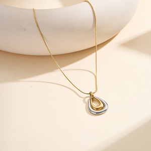 Minimalist Water Drop Zircon Pendant Necklace 18K Gold Plated Stainless Steel <b>Link</b> Chain Women's Daily Wear Jewelry - Product Image 4
