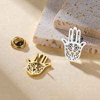 Broche élégante Aigle Colibri, Épingle de col animal avec logo gravé sur mesure, Épingles de revers personnalisées Branche d'olivier Main de Hamsa