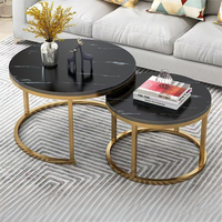 Table Basse en Verre Design Créatif Durable Meuble de Maison Cercle Délicat Design Minimaliste Moderne Piètement Métallique Blanc/Noir