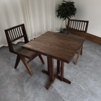 Table à manger carrée en bois d'orme massif, écologique, stable, style contemporain, structure à mortaise et tenon, mobilier de maison
