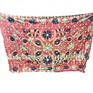 Kashmiri Floral <b>Embroidery</b> Nonwoven <b>Fabric</b> Traditional Aari Work 100% Cotton Home Textile Sofa Cover <b>Fabric</b> - Product Image 1