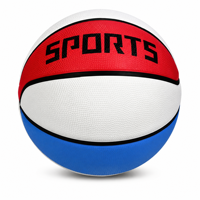 Ballon de basket en caoutchouc taille 5, extérieur, tricolore rouge blanc bleu, ballon de sport, logo personnalisé, vente en gros pour terrain de jeu, école et rue