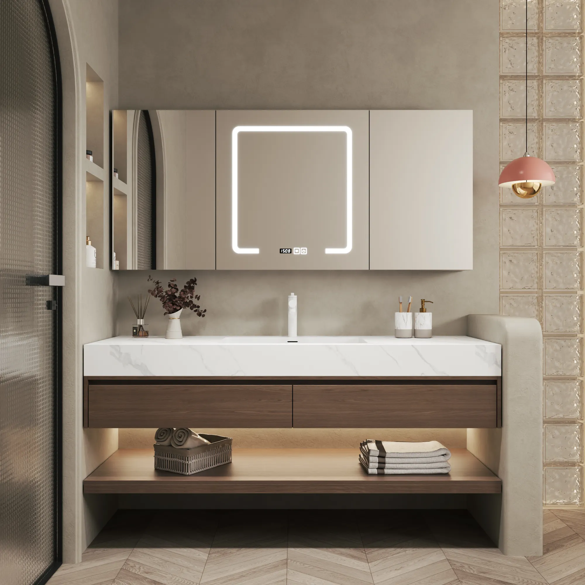 Produk proyek kamar mandi baru unit vanity kamar mandi untuk kamar mandi