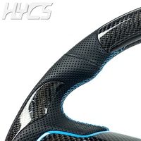 Volant sport en cuir rayé bleu en fibre de carbone personnalisé, adapté à la Ford Mustang S550 GT GT350 500 Shelby 2015-2023