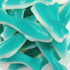 Caramelo de goma con forma de tiburón, animal de mar de dos colores, sabor a fruta