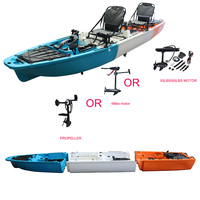 Kayak modulaire double place 14FT en 3 parties, tandem, à pédales, pour la pêche, en HDPE