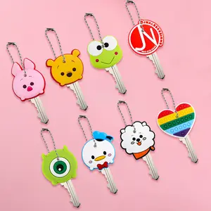 wholesale creative key holder custom logo silicone key chains women funny animal key caps covers child gift cute gifts