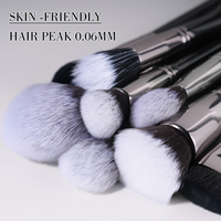 Ensemble de pinceaux de maquillage professionnels de luxe noirs, poils de chèvre naturels personnalisés, pinceaux pour fond de teint, poudre, fard à paupières, estompage pour le visage et les yeux