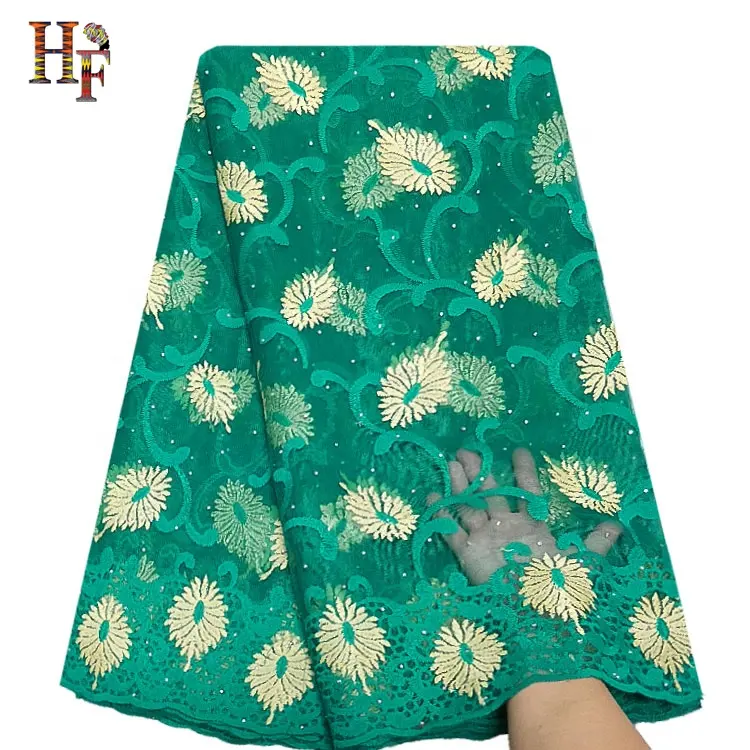 HF işlemeli dantel boncuklu kumaş ve taşlar tül dantel moda afrika kumaş stokta