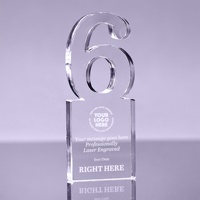Plaque de récompense en acrylique transparente de 6 x 2,5 pouces, numéro de 1 à 9, pour les années de service, trophée vierge, plaque de reconnaissance des employés en lucite