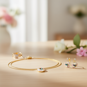 Trendy <b>Women's</b> 24K Gold Plated Stainless Steel Jewelry <b>Set</b> with Zircon Stone Necklace Bracelet Earrings <b>Ring</b> for Gifts - Product Image 2