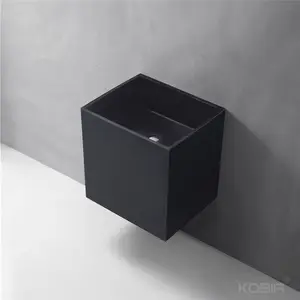 黑色固体表面支架水槽地板常设洗手盆