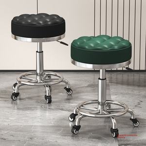 Chaise de salon de beauté à fond de teint spécialisé Poulie rotative Tabouret de coiffure à domicile Tabouret de maquillage Ascenseur en métal Dossier de salon de coiffure - Product Image 3