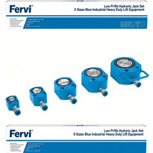Ensemble de vérins hydrauliques à profil bas Fervi, 5 tailles, bleu, équipement de levage industriel robuste - Product Image 2