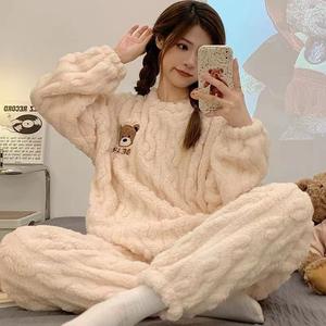Pijamas <span class=keywords><strong>de</strong></span> Invierno para Mujer, Suaves <span class=keywords><strong>de</strong></span> Felpa <span class=keywords><strong>de</strong></span> Coral, Manga Larga, Dibujos Animados, Franela Gruesa, Holgadas, Casuales para el Hogar, <span class=keywords><strong>Hello</strong></span> <span class=keywords><strong>Kitty</strong></span> - Product Image 4