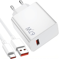 Chargeur mural USB Turbo Charge 67W GaN à charge rapide, adaptateur de téléphone 67W pour Xiaomi, câble USB 6A