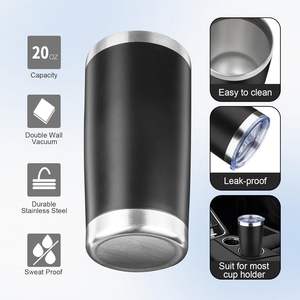 20oz Tumbler Bulk Stainless Steel Vacuum Insulated Tumblers with <b>Lid</b> Double Wall Travel Mug Durable Powder Coated <b>Coffee</b> <b>Cup</b> - Product Image 4