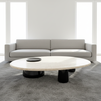 Table basse en marbre blanc au design moderne, meubles de salon avec cadre en bois, vente en gros