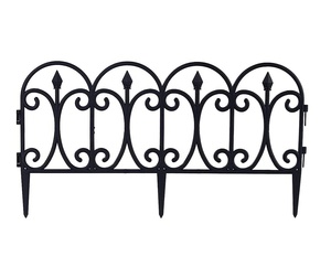 Black Resin <b>Plastic</b> Wrought Iron Decorative Lawn Landscape Panels Effect Garden Border Fence for Lawns Flower Beds - Product Image 1