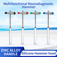 Multifunctional Metal Diagnostic Hammer with Brush Pin and Ruler CE Certified for Complete Sensory Neurological Exam